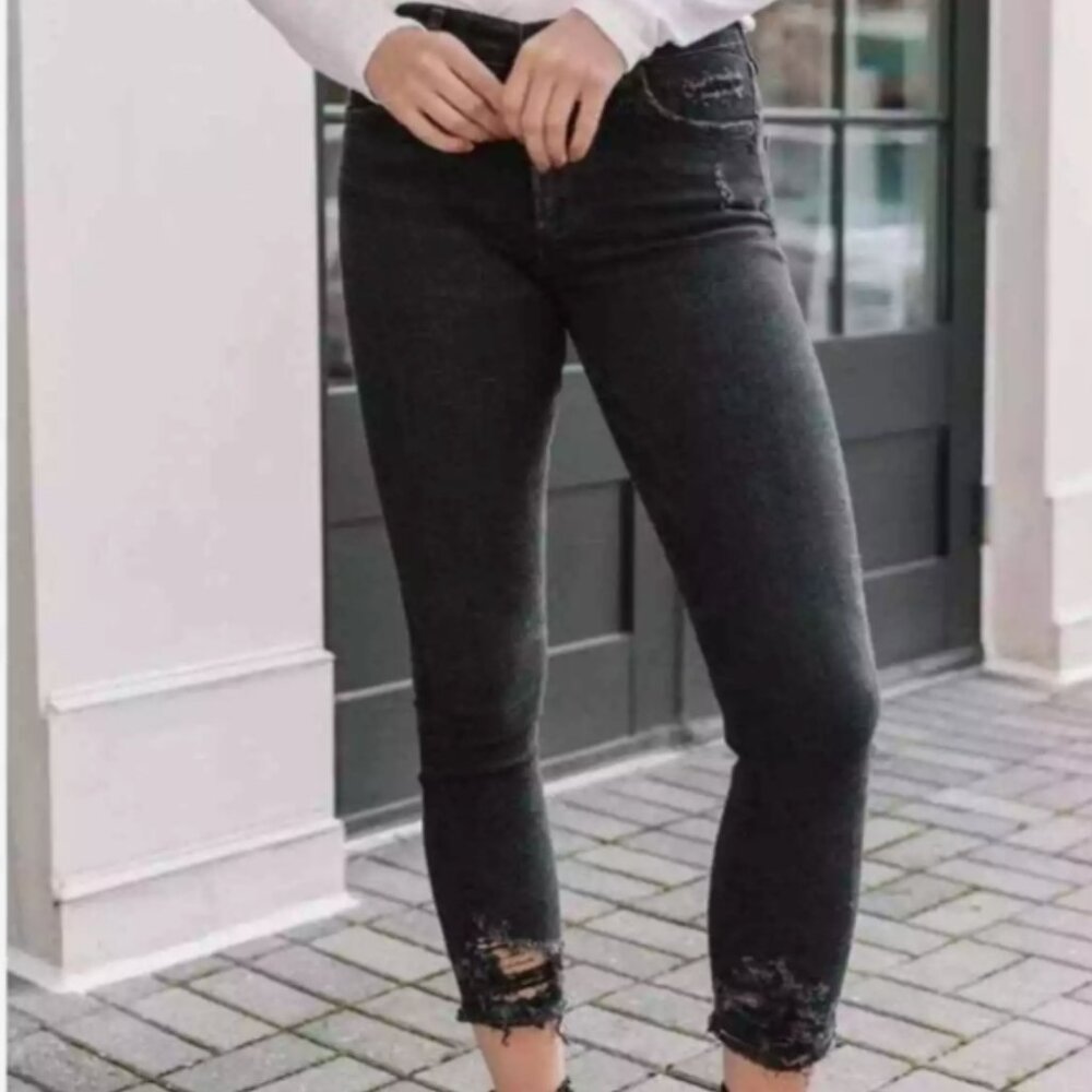 Agolde Feel Good Super High Rise Distressed Skinny Jeans | Size 25 | Black